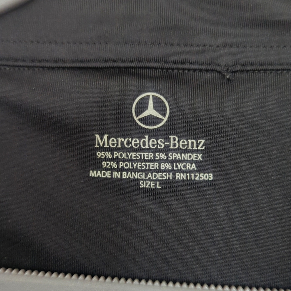 Mercedes Benz Polo Shirt mens DRI fit large l black grey golf shirt wicking
